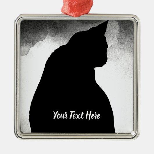 Black Cat Silhouette Metalen Ornament (Voorkant)