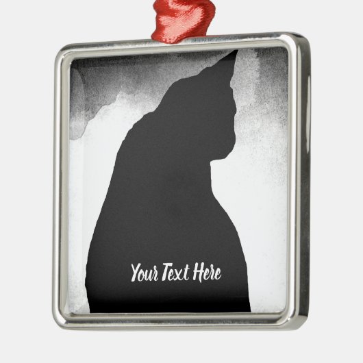 Black Cat Silhouette Metalen Ornament (Links)