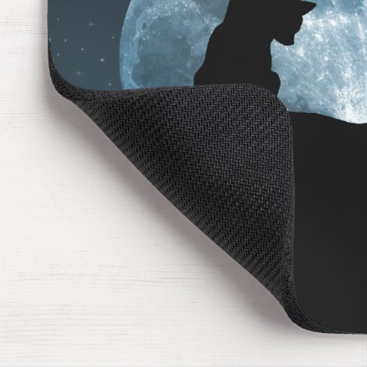 Black Cat Silhouette Mousepad Muismat (Hoek)