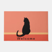 Black Cat Silhouette Oranje & Black WELCOME Deurmat (Voorkant)