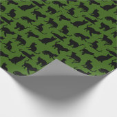 Black Cat Silhouette over Green Cadeaupapier (Hoek)