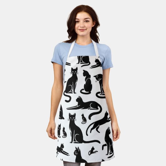 Black Cat Silhouette Pattern Schort (Gedragen)