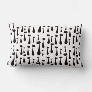 Black Cat Silhouette Pattern voor atoomretro Kussen