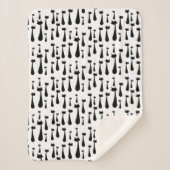 Black Cat Silhouette Pattern voor atoomretro Sherpa Deken (Voorkant)