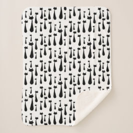 Black Cat Silhouette Pattern voor atoomretro Sherpa Deken