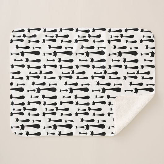 Black Cat Silhouette Pattern voor atoomretro Sherpa Deken (Voorkant (horizontaal))