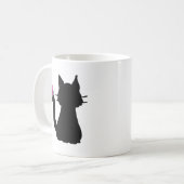 Black Cat Silhouette Pink Butterfly Koffiemok (Voorkant links)
