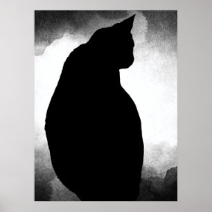 Black Cat Silhouette Poster