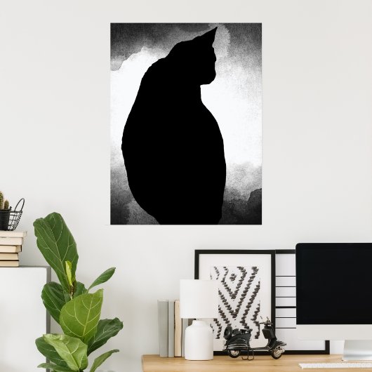 Black Cat Silhouette Poster (Thuiskantoor)