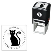 Black Cat Silhouette Retourlabel Zelfinktende Stempel (In situ)