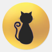 Black Cat Silhouette Ronde Sticker (Voorkant)