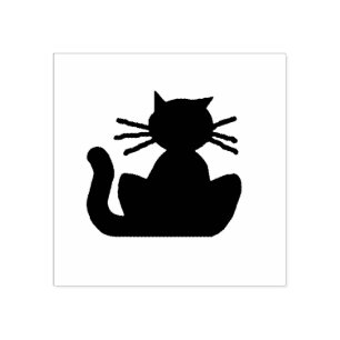 Black Cat Silhouette Rubber Stempel