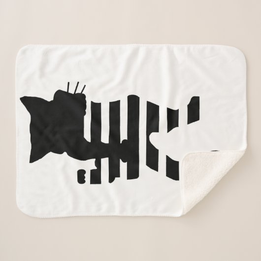 Black Cat Silhouette Sherpa Deken (Voorkant (horizontaal))