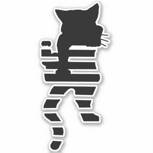 Black Cat Silhouette Sticker (Voorkant)
