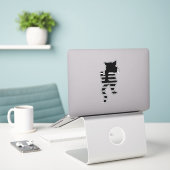 Black Cat Silhouette Sticker (Laptop op bureau)