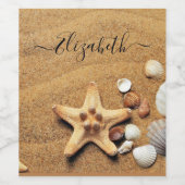 Black Cat Silhouette Sunset Persoonlijk Wijn Etiket (Enkel label)