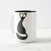 Black Cat Silhouette Tweekleurige Koffiemok (Voorkant links)