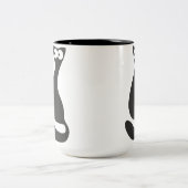 Black Cat Silhouette Tweekleurige Koffiemok (Center)