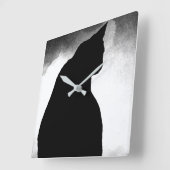 Black Cat Silhouette Vierkante Klok (Hoek)