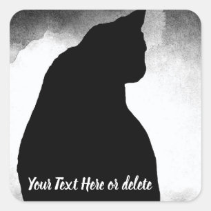 Black Cat Silhouette Vierkante Sticker
