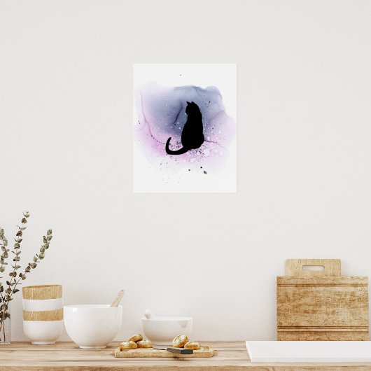 Black Cat Silhouette Wall Décor Poster (Keuken)