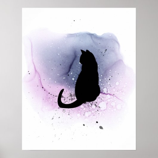 Black Cat Silhouette Wall Décor Poster (Voorkant)