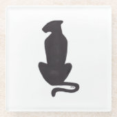 Black Cat Silhouette White glass onderzetter Glazen Onderzetter (Voorkant)
