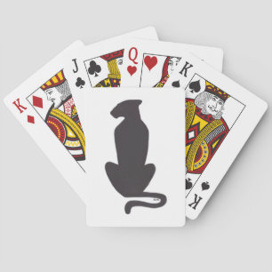 Black Cat Silhouette wit Poker speelkaarten