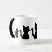 Black Cat Silhouettes Pink Butterfly Magische Mok (Voorkant links)