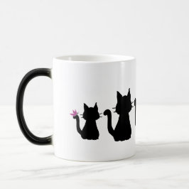 Black Cat Silhouettes Pink Butterfly Magische Mok