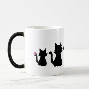 Black Cat Silhouettes Pink Butterfly Magische Mok