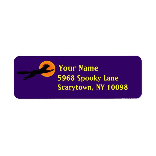 Black Cat Sinaasappel Moon Paarse Halloween labels (Voorkant)