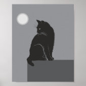 black cat sit on table poster (Voorkant)