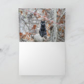 Black Cat Sitting Outdoors Kaart (Binnen)