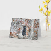 Black Cat Sitting Outdoors Kaart (Gele Bloem)