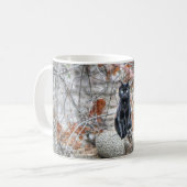 Black Cat Sitting Outdoors Koffiemok (Voorkant links)