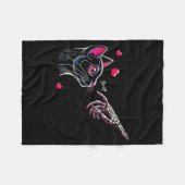 Black Cat Skeleton Hand Boop Valentine's Day Pet O Fleece Deken (Voorkant (Horizontaal))