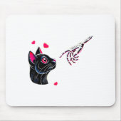 Black Cat Skeleton Hand Boop Valentines Day Pet O  Muismat (Voorkant)