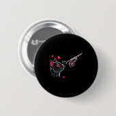 Black Cat Skeleton Hand Boop Valentine's Day Pet O Ronde Button 5,7 Cm (Voorkant /achterkant)