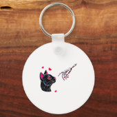 Black Cat Skeleton Hand Boop Valentines Day Pet O  Sleutelhanger (Voorkant)