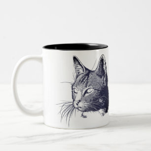 Black Cat Sketch Tweekleurige Koffiemok