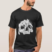 Black Cat Skull Kitty Skeleton Scary Halloween T-shirt (Voorkant)