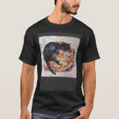 Black Cat Sleep Pizza T-shirt (Voorkant)