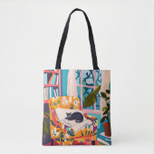 Black cat sleeping on the sofa tote bag (Voorkant)