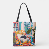 Black cat sleeping on the sofa tote bag (Achterkant)