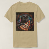 Black Cat Sloth Pizza T-shirt (Design voorkant)
