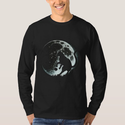 Black Cat Soccer Moon Graphic Tees Men Women Boys  (Voorkant)