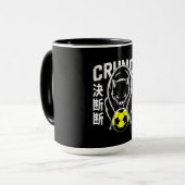 Black Cat Soccer Mug – Bold Crunch Design Mok (Voorkant links)