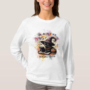 Black Cat Social Boek Club - Waterverfspatten T-shirt