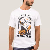 Black Cat Social Club Halloween Ontwerp T-shirt (Voorkant)
